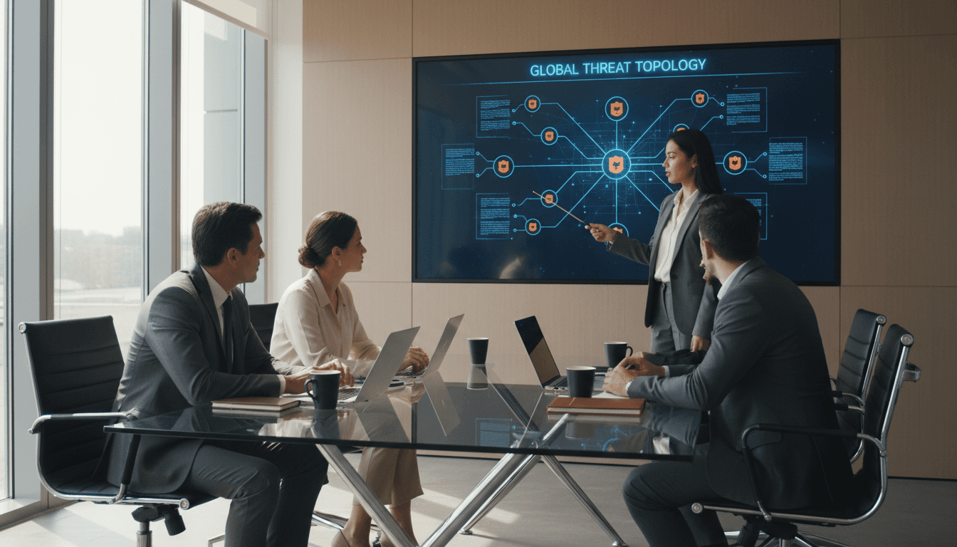 Professional security consultation team meeting with clients in a modern Toronto office